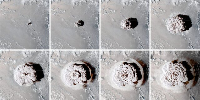 فوران عظیم آتشفشان تونگا از نگاه ناسا